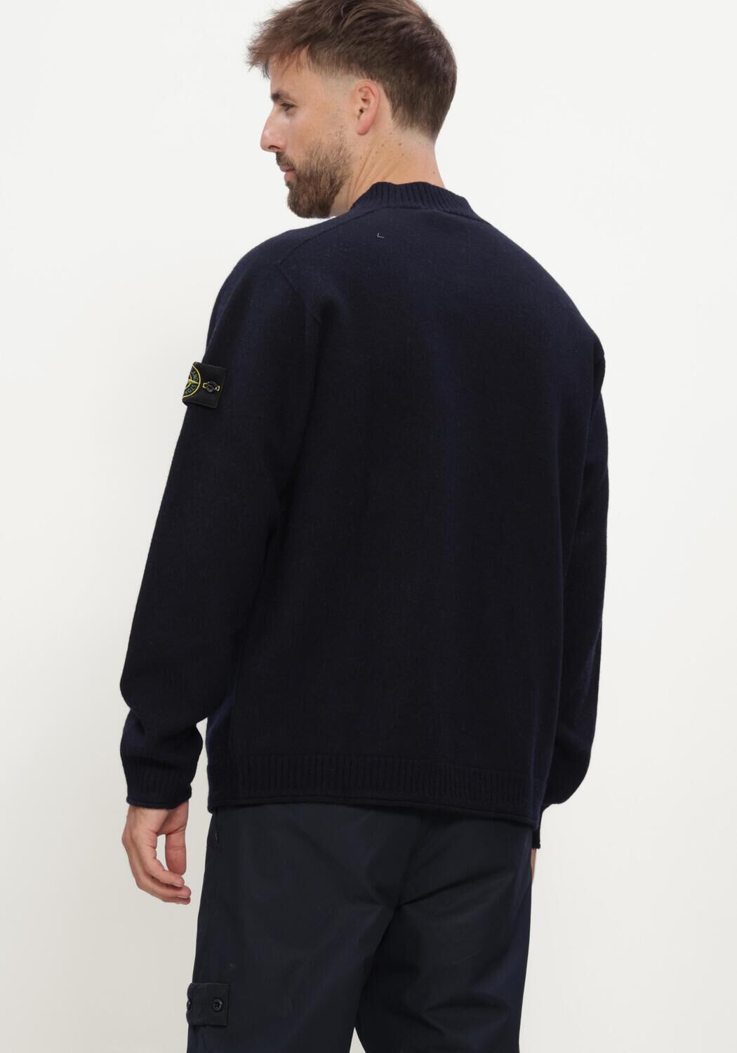 Donkerblauwe STONE ISLAND Trui CREW NECK S0IN1 - large