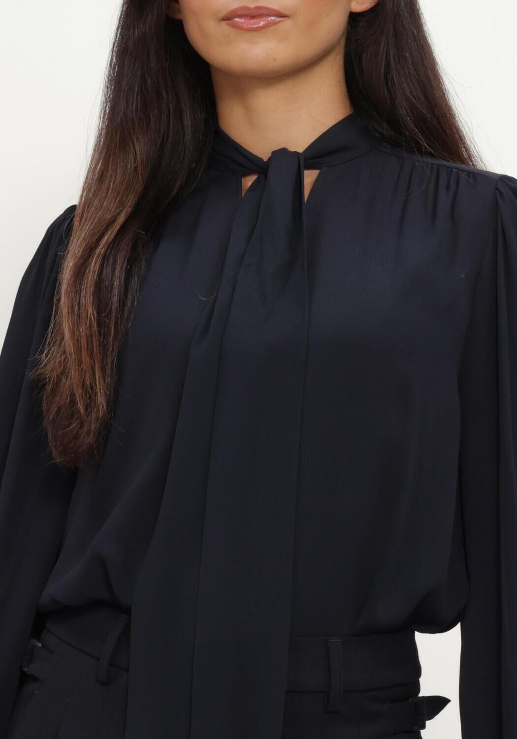 Donkerblauwe LUISA CERANO Blouses SCHLUPPENBLUSE AUS SEIDEN-MIX - large
