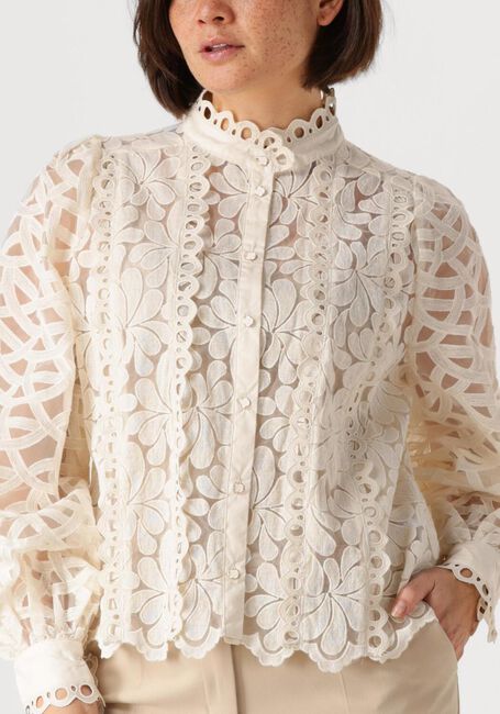 Witte SUMMUM Blouses BLOUSE LACE ORGANZA - large
