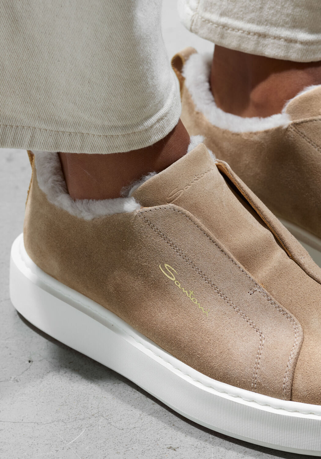 Beige SANTONI Lage sneakers SUE VACHT SLIPON - large