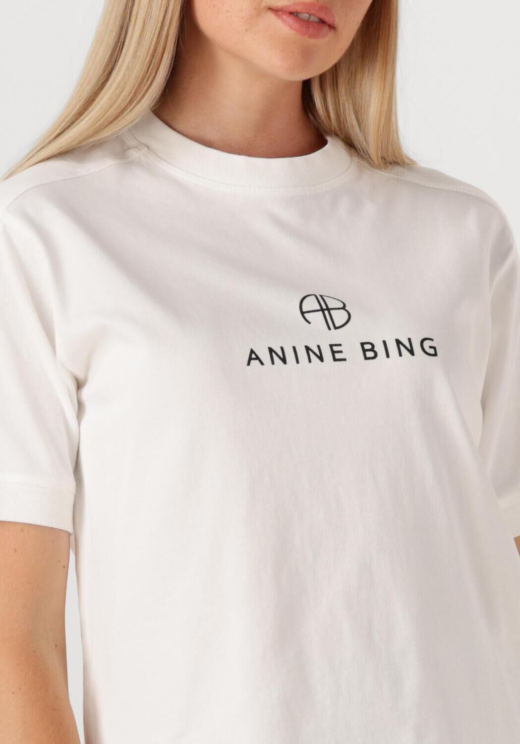 Witte ANINE BING T-shirt JAYLIN TEE MONOGRAM - large