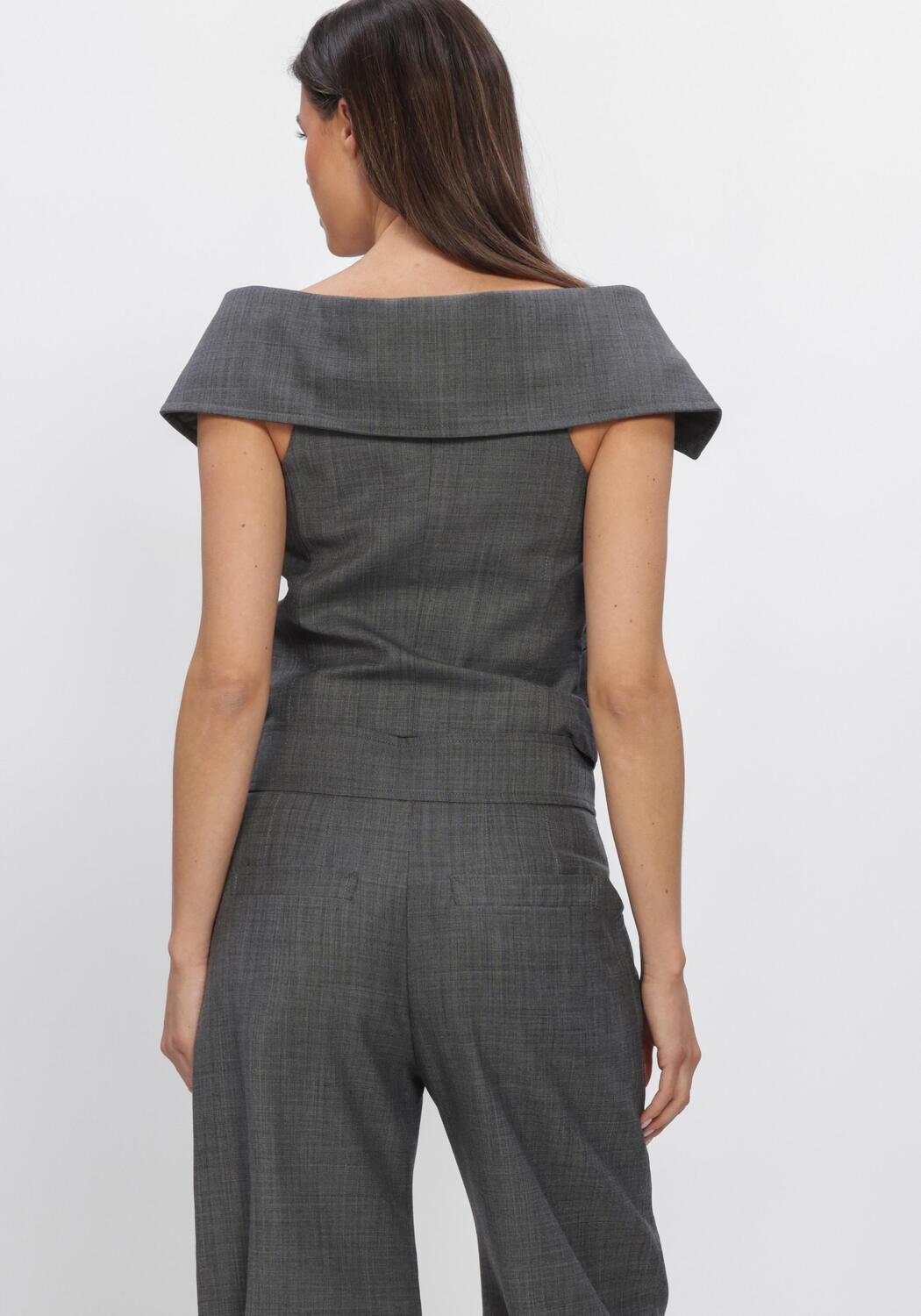 Grijze GANNI Top WOOL MELANGE SUITING VEST - large