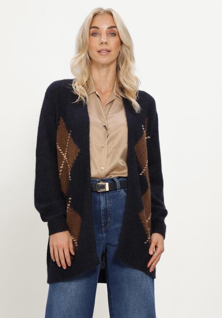 Donkerblauwe LUISA CERANO Vest ALPAKA-MIX-CARDIGAN MIT MUSTER - large