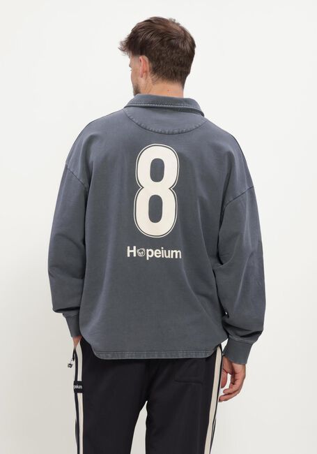 Grijze HOPEIUM Sweater FOOTBALL GANDHI POLO SWEAT HEAVY WASHED GREY - large