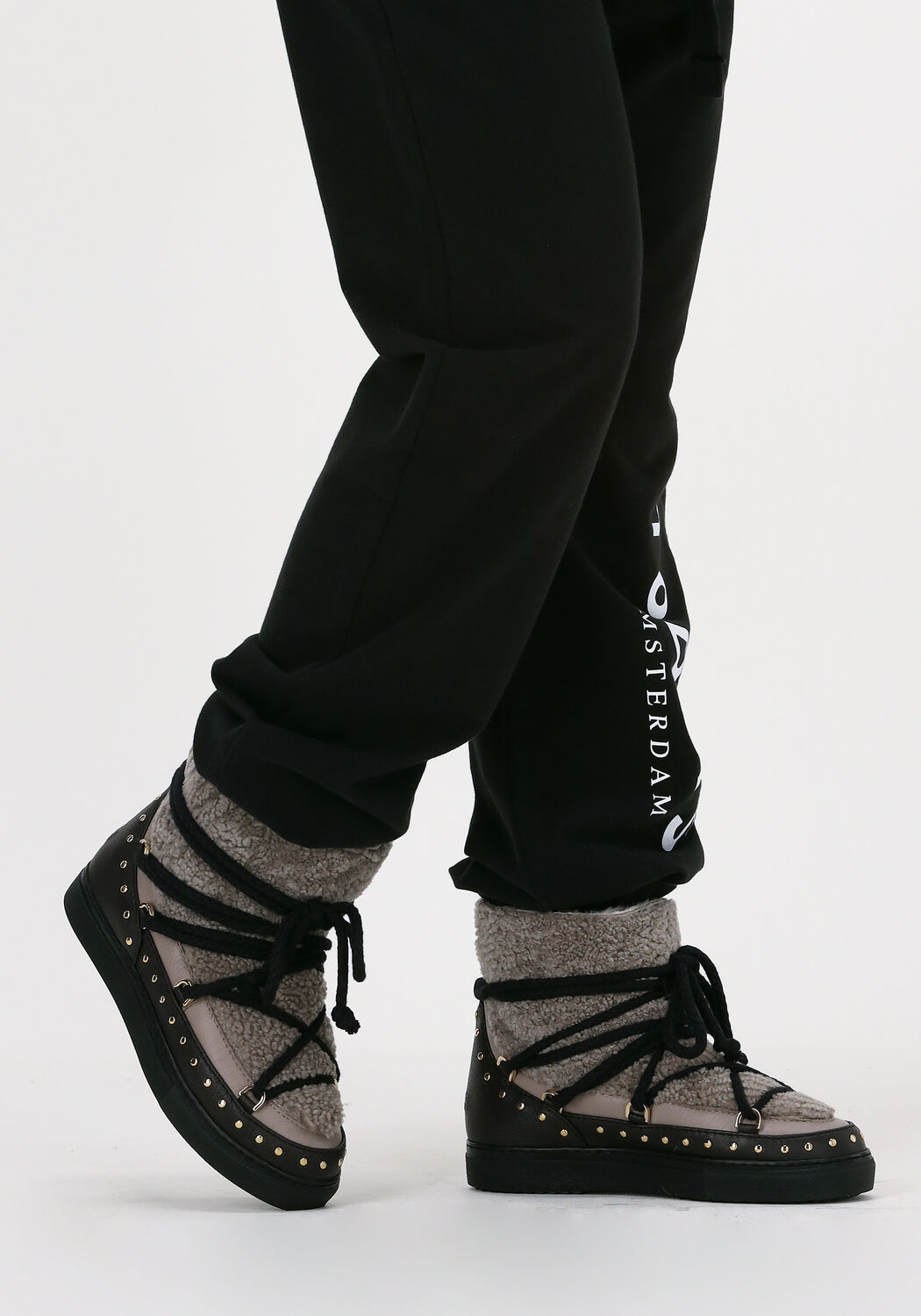 Taupe INUIKII Vachtlaarzen CURLY ROCK - large