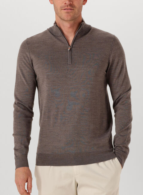 Bruine PROFUOMO Trui PULLOVER HALF ZIP MERINO - large