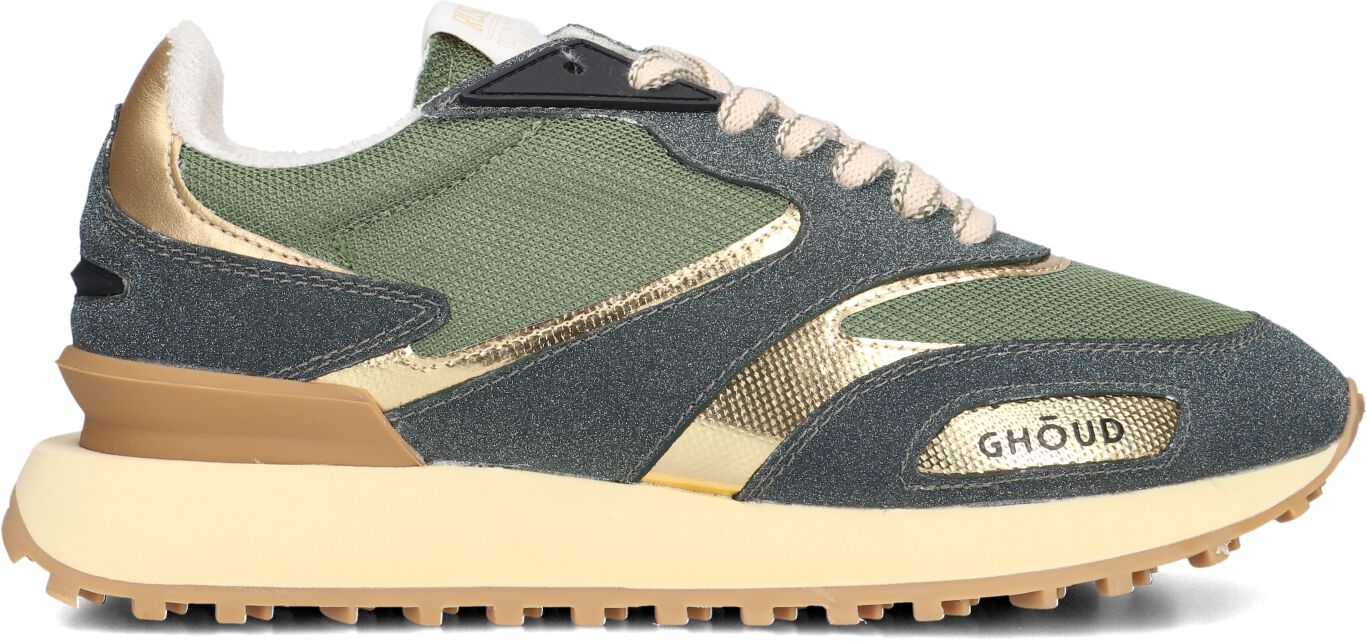 Ghoud Lage Sneakers Dames Uni Mesh Glitter Sneaker, Maat: 38, Materiaal: Textiel, Kleur: Groen