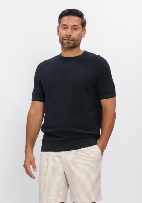 Donkerblauwe PROFUOMO T-shirt T-SHIRT CREW NECK COTTON LINEN - large