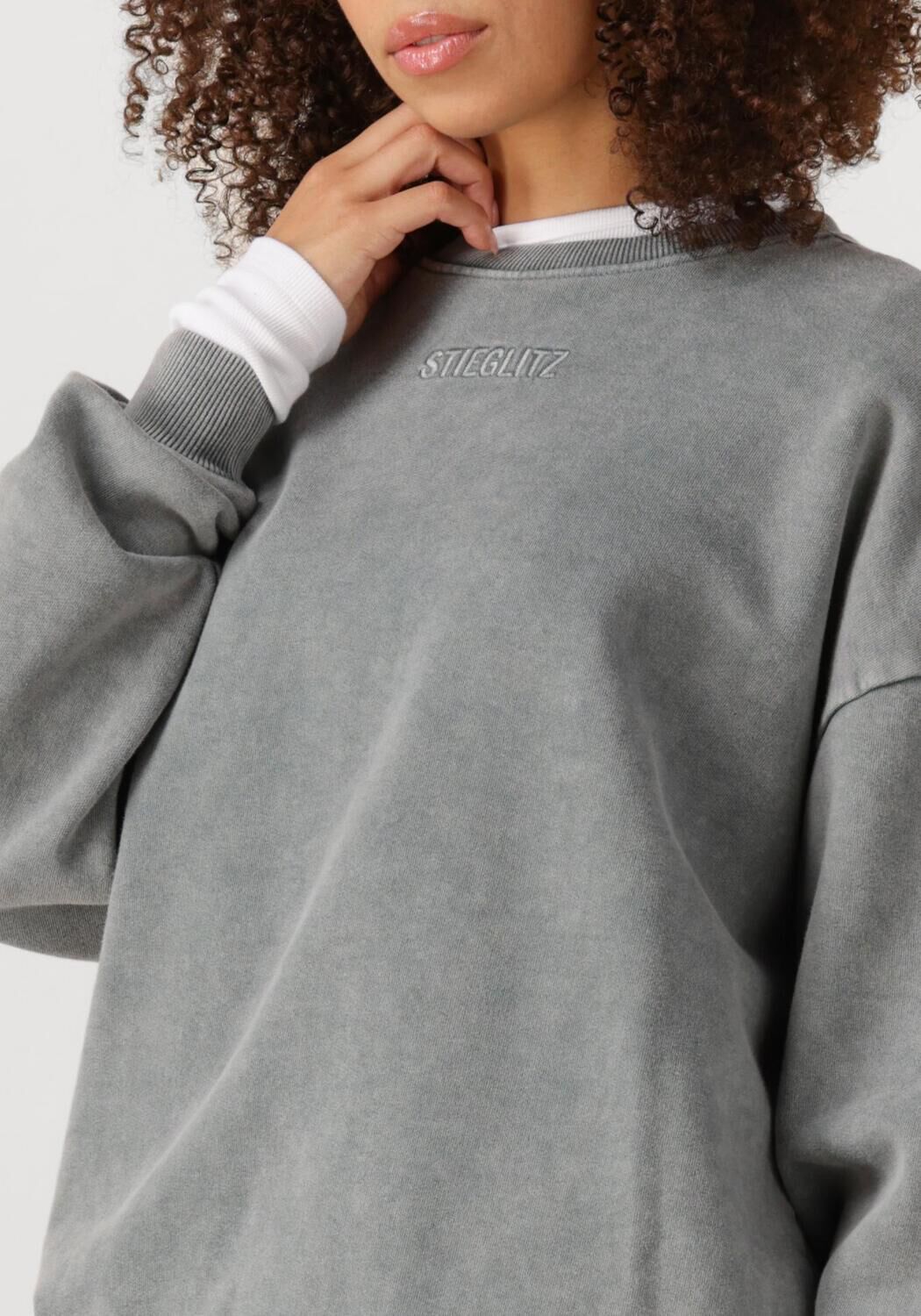 Grijze STIEGLITZ Sweater BASIC WORN OUT SWEATER - large