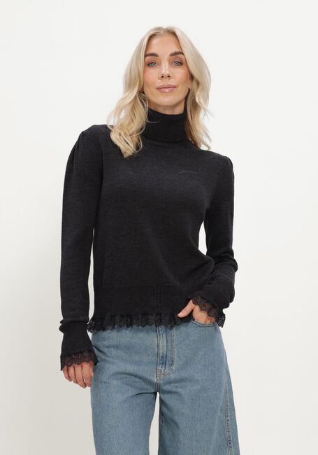 Donkergrijze GANNI Trui MERINO TURTLENECK W LACE DETAILS - large