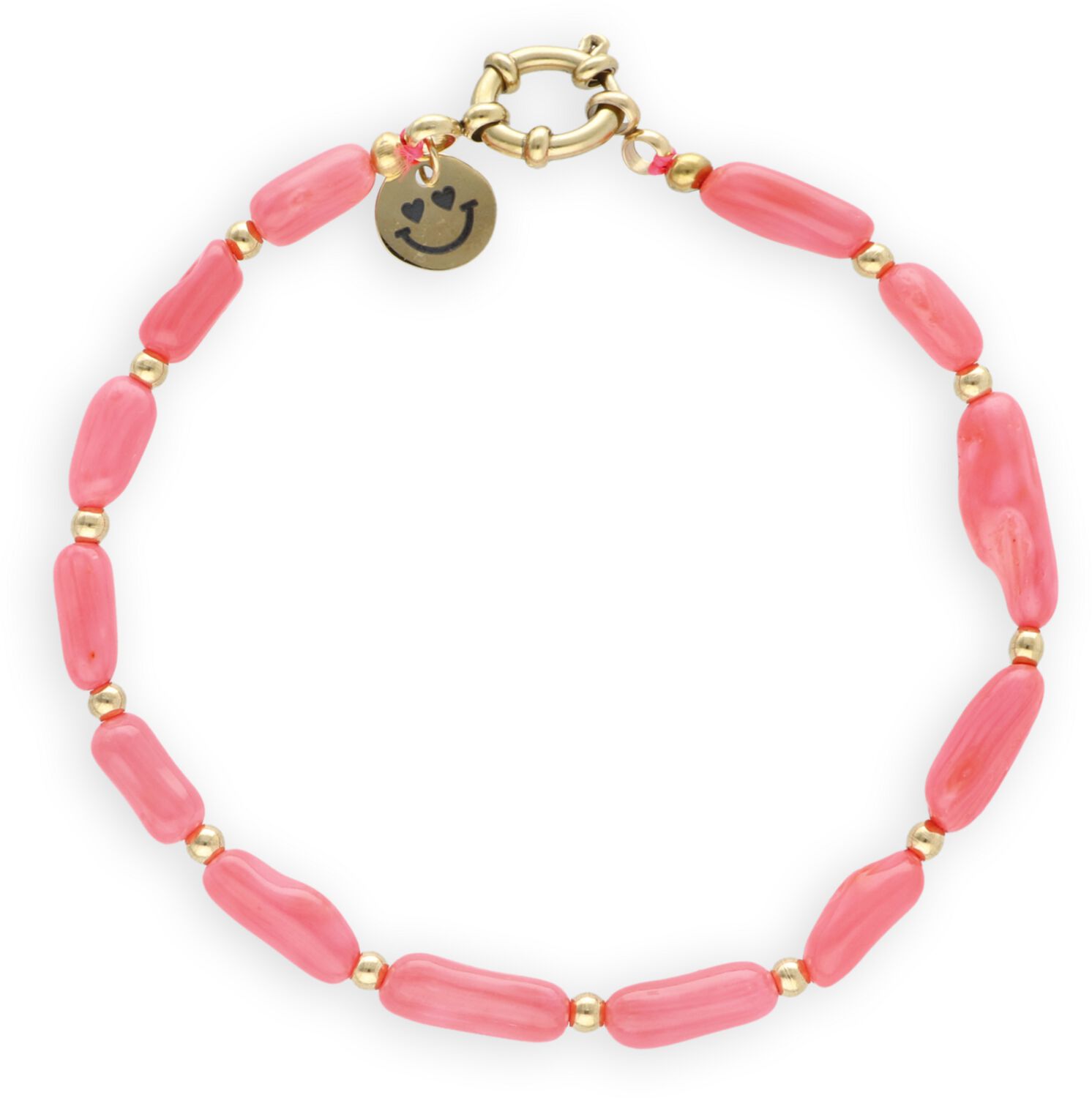 Bonnie Studios Ketting Dames Tommy Gold Pink Bracelet, Materiaal: Katoen, Kleur: Koraal afbeelding 1