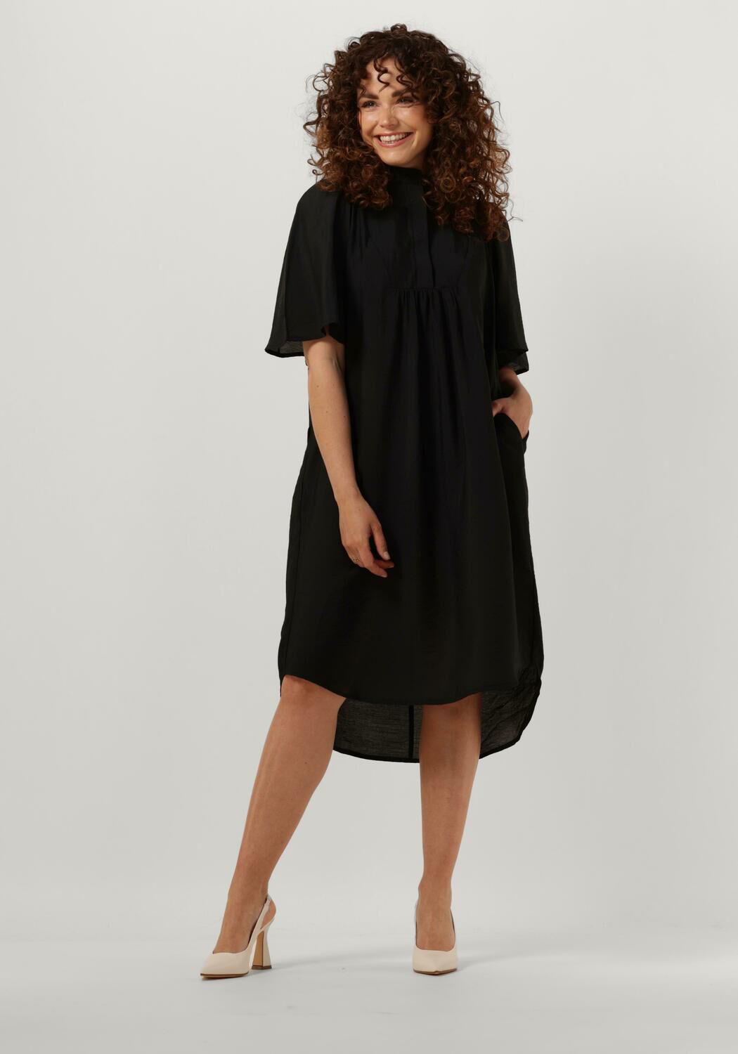 Co'Couture Midi Jurk Dames Cullum Volume Ss Dress, Maat: XS, Kleur: Zwart