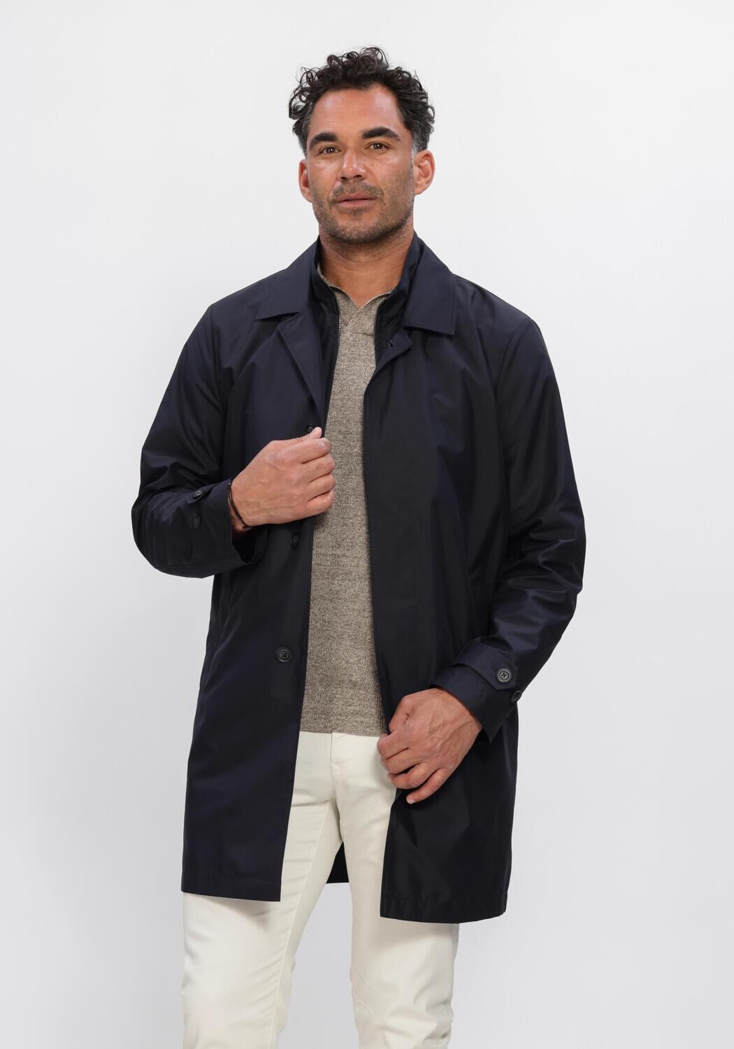 Fay Trenchcoat Heren Fay Morning Db Front, Maat: XL, Kleur: Donkerblauw