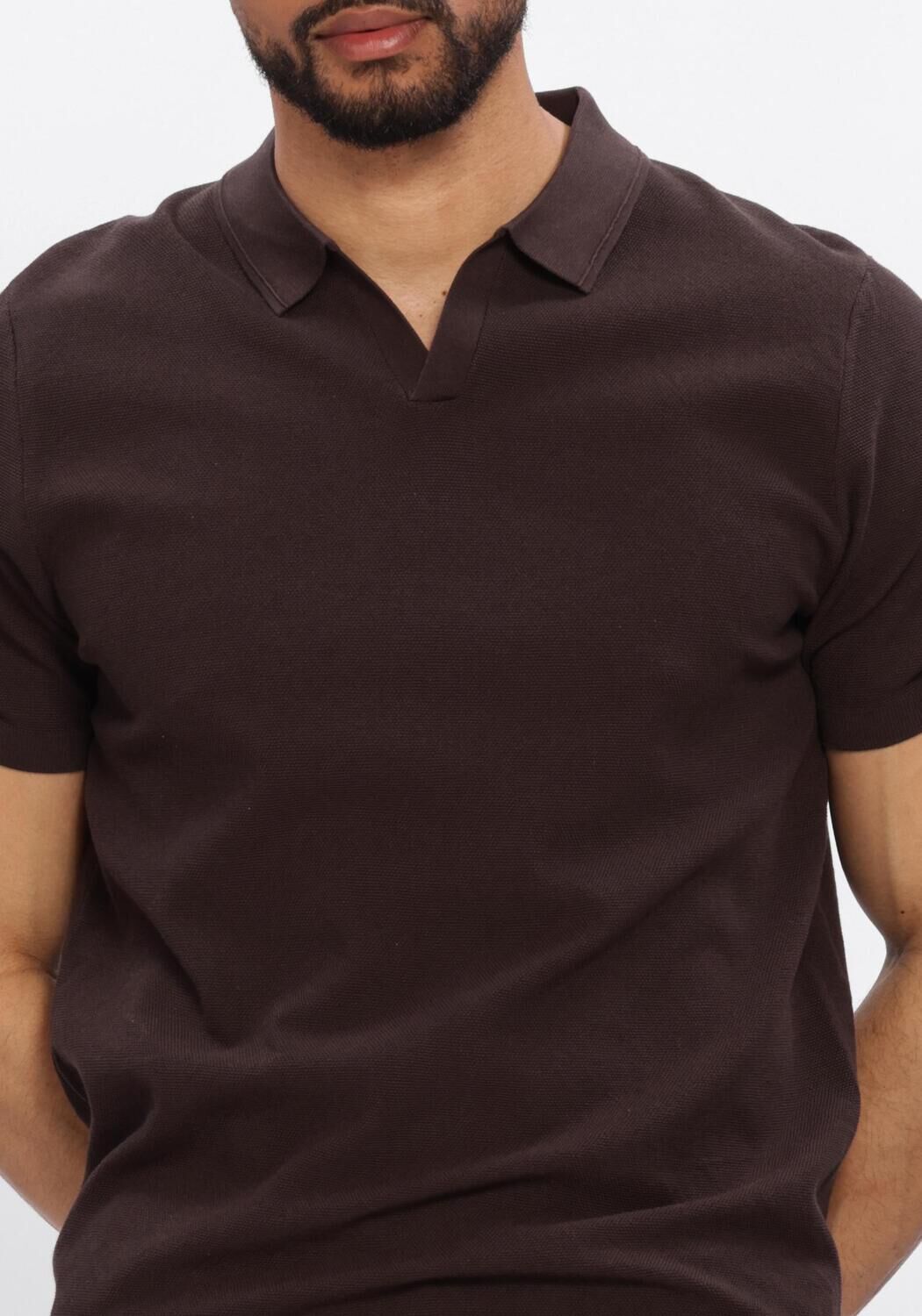 Bruine PROFUOMO Polo POLO OPEN COLLAR LUXURY BASIC - large