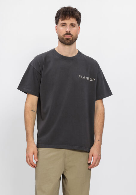 Donkergrijze FLANEUR T-shirt DOUBLE LOGO T-SHIRT WASHED - large