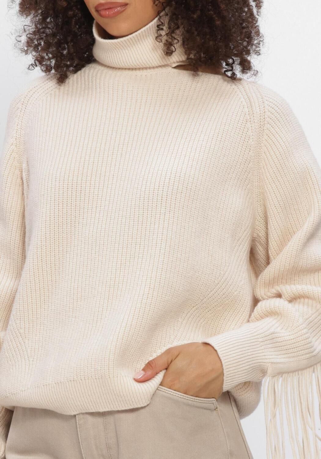 Creme DANTE6 Trui SIEGA CUT-OUT FRINGE SWEATER - large