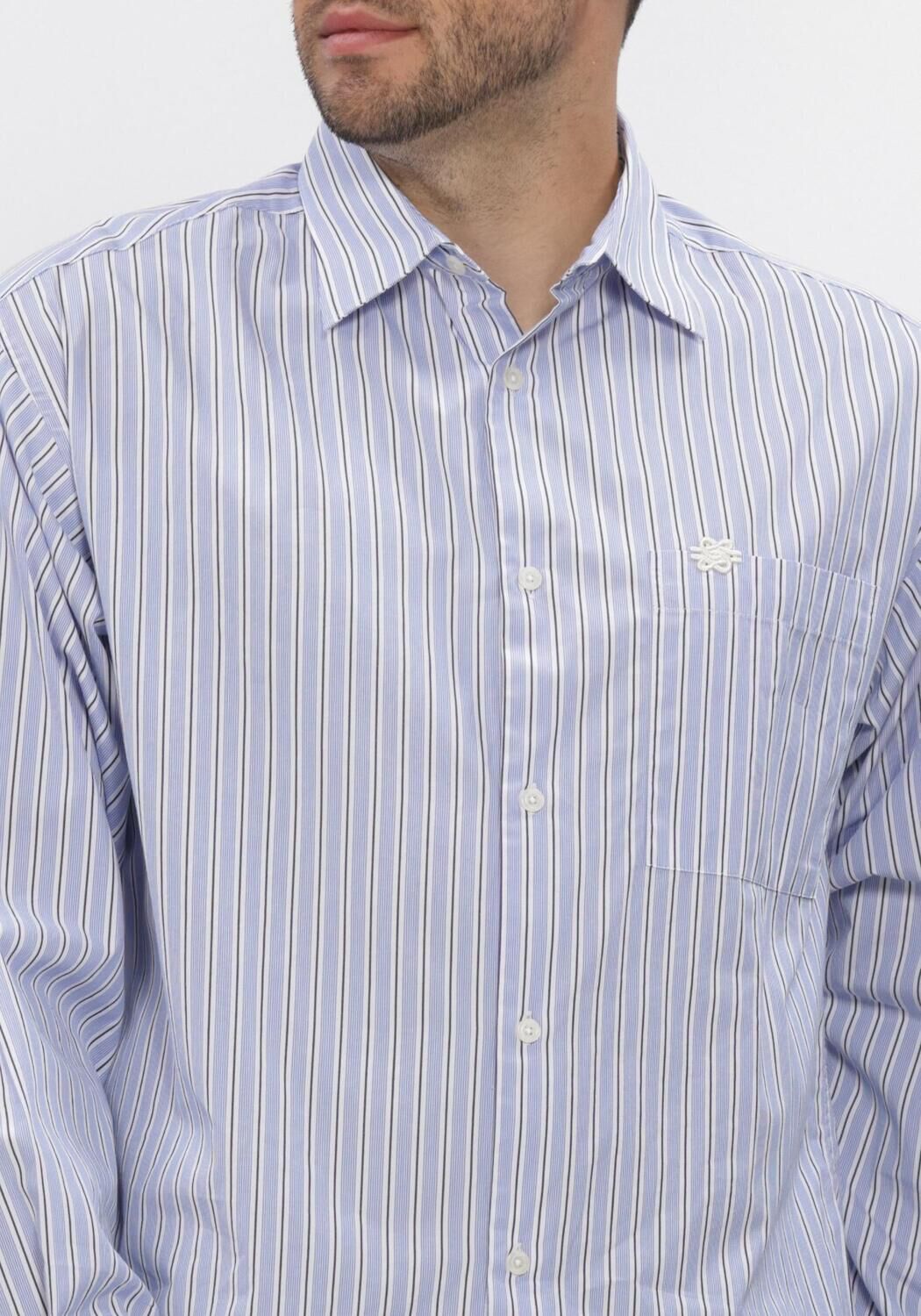 Lichtblauwe FILLING PIECES Casual overhemd DRESS SHIRT STRIPED - large