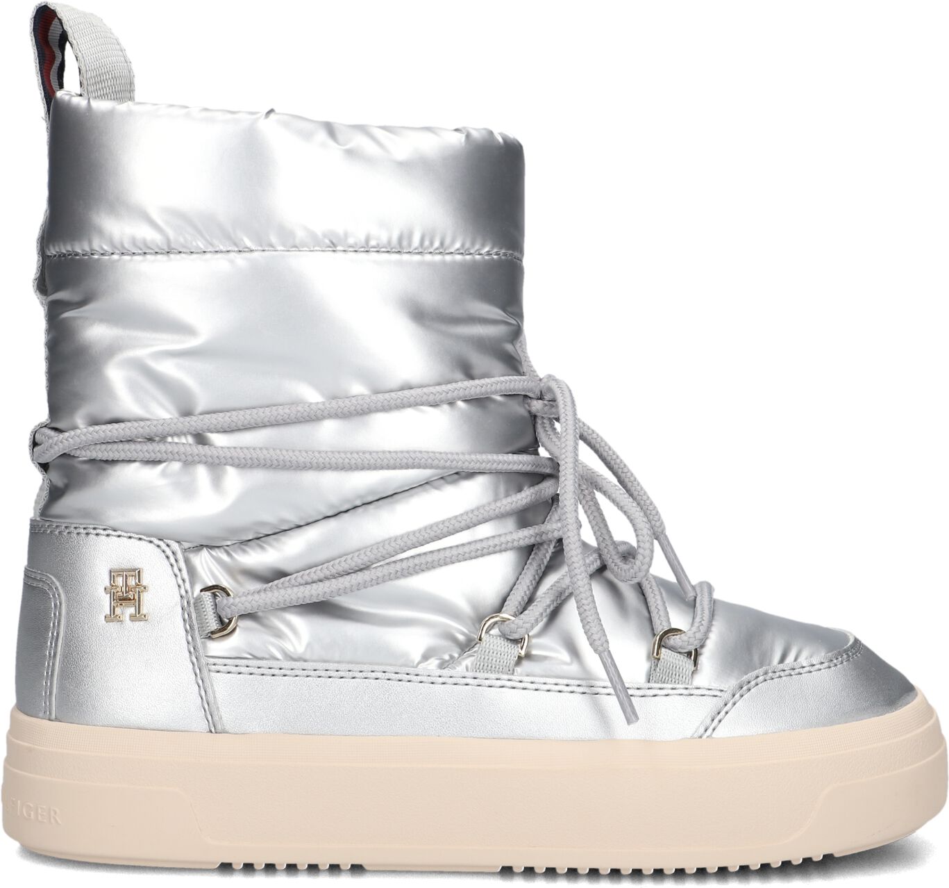 Tommy Hilfiger Snowboots Dames Lace-up Snowboot, Maat: 41, Materiaal: Textiel, Kleur: Zilver