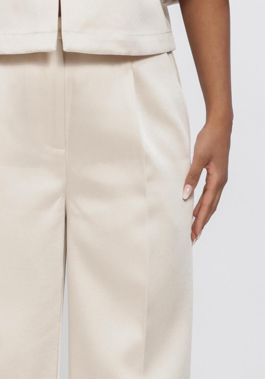 Beige SECOND FEMALE Wijde broek PERLLA TROUSERS - large