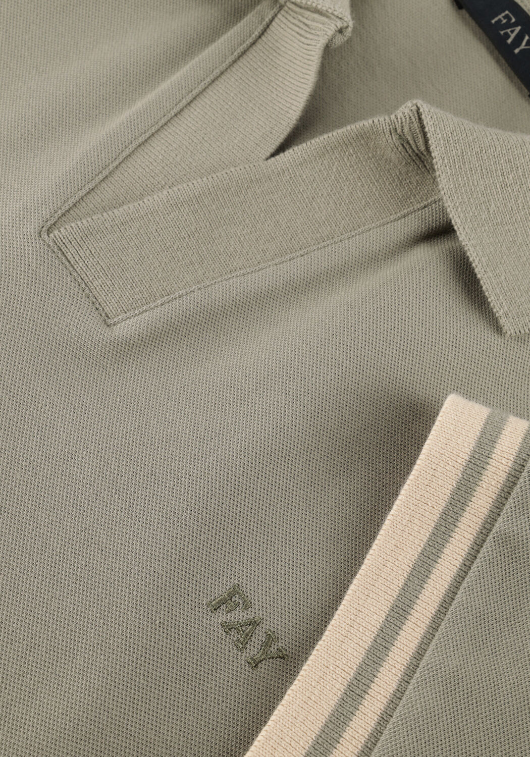 Khaki FAY Polo POLO SENZA BT. PIQUET STR. STRIPES - large