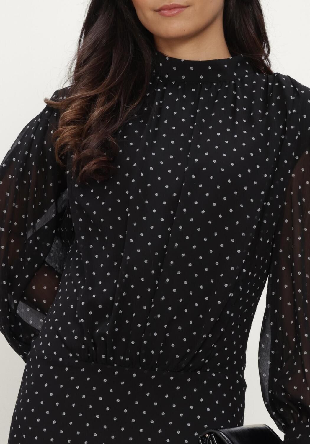 Zwarte ROTATE Blouses MINIDRESS LS LACE DETAIL - large