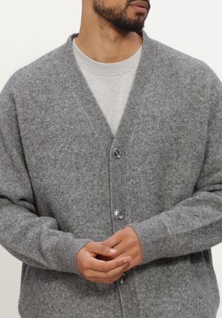 Grijze HOPEIUM Vest ALPACA BLEND LOGO CARDIGAN GREY MELANGE - large