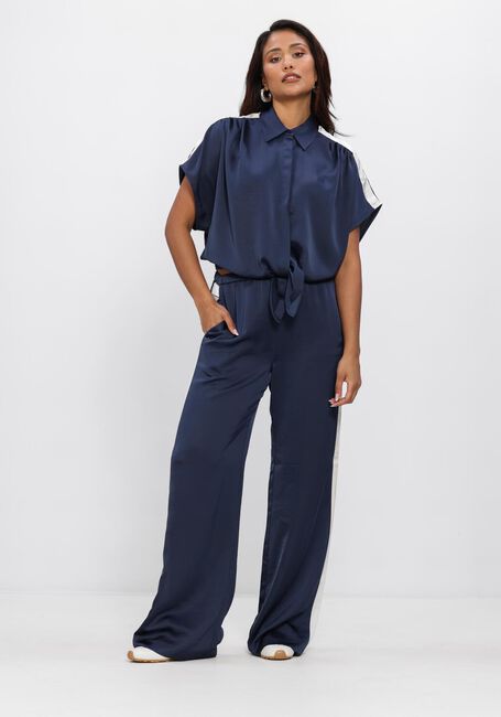 Donkerblauwe DANTE6 Wijde broek DARE STRIPED SATIN PANTS - large