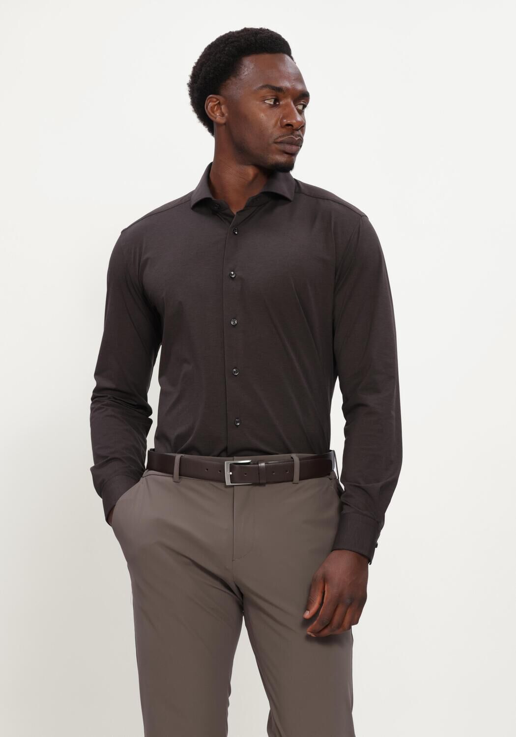 Bruine XACUS Casual overhemd ACTIVE SHIRT 520ML - large