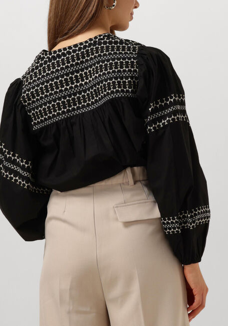 Zwarte SUMMUM Top TOP EMBROIDERED COTTON POPLIN - large