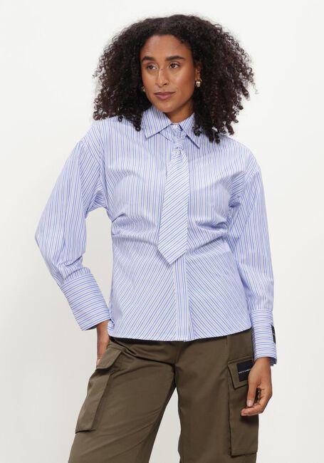 Blauwe HAUTE L'AMITI&Eacute; Blouses EMMA TIE STRIPE SHIRT - large