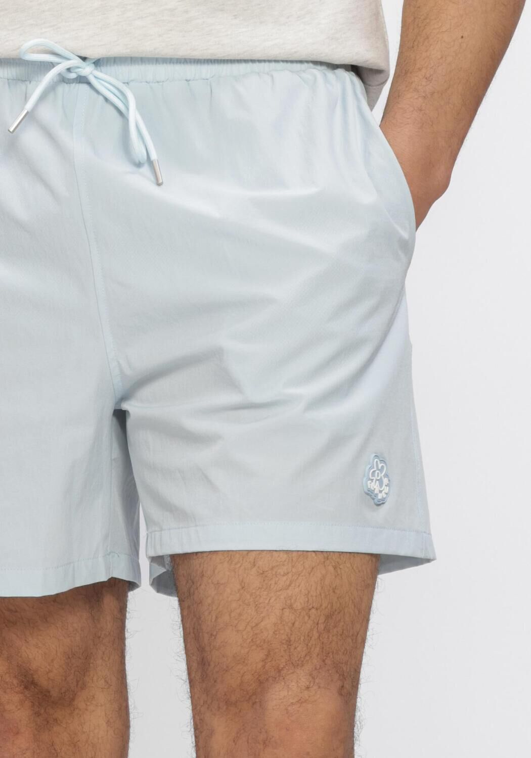 Lichtblauwe FLANEUR Zwembroeken RUBBER BLOSSOM SWIM SHORTS - large