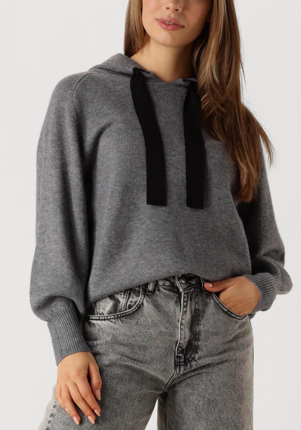 Grijze CO COUTURE Trui ROW HOODIE KNIT Assem