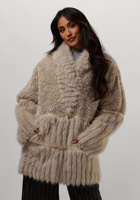 Ecru BEAUMONT Faux fur jas KAIA - large