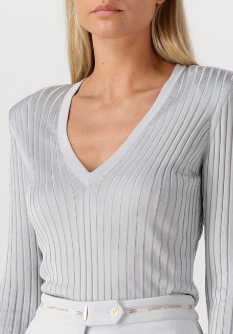 Lichtgrijze ELISABETTA FRANCHI Trui KNITTED SWEATER - large