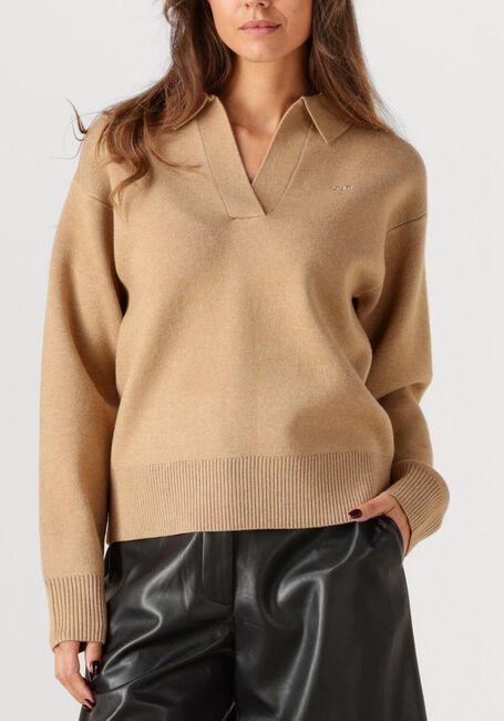 Beige OLAF HUSSEIN Top KNITTED POLO - large