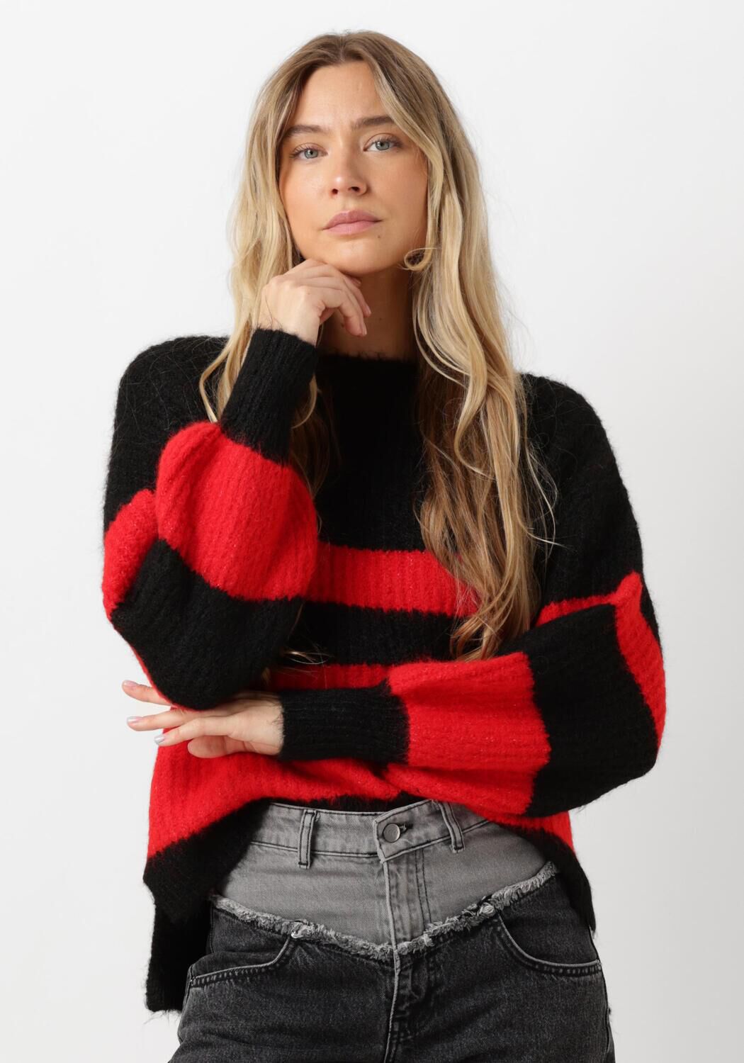 Co'Couture Trui Dames Coralee Blok Rib Knit, Maat: XL, Kleur: Zwart