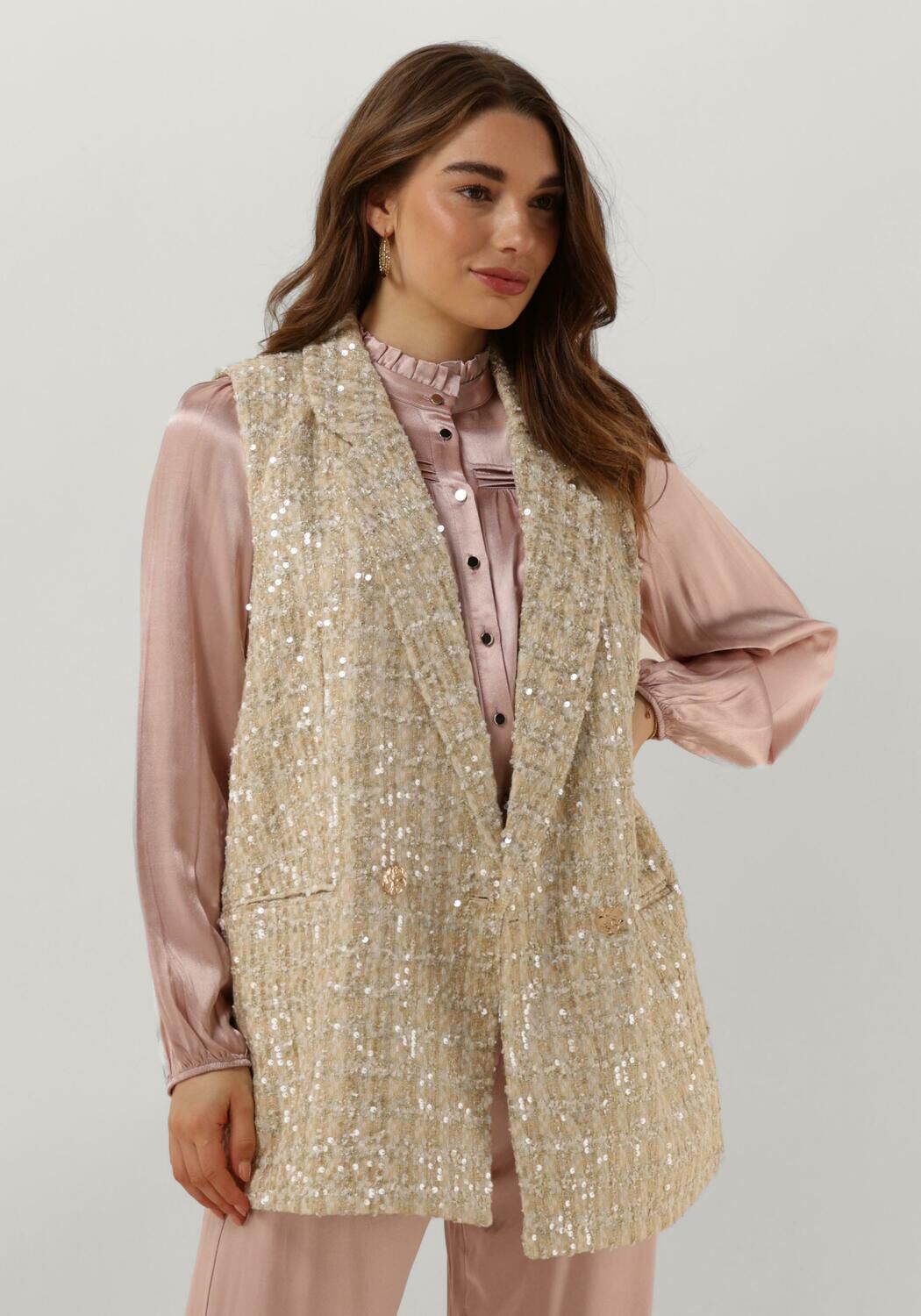 Amaya Amsterdam Gilet Dames James, Maat: M, Kleur: Beige