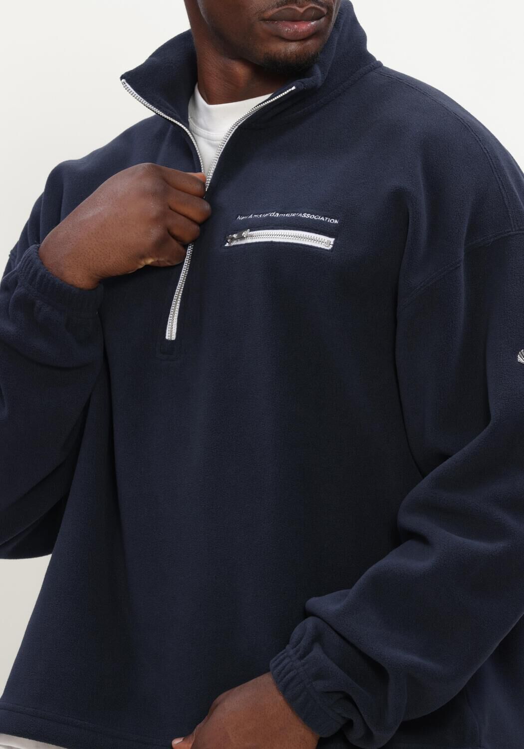 Donkerblauwe NEW AMSTERDAM SURF ASSOCIATION Sweater FLEECE HALF ZIP - large