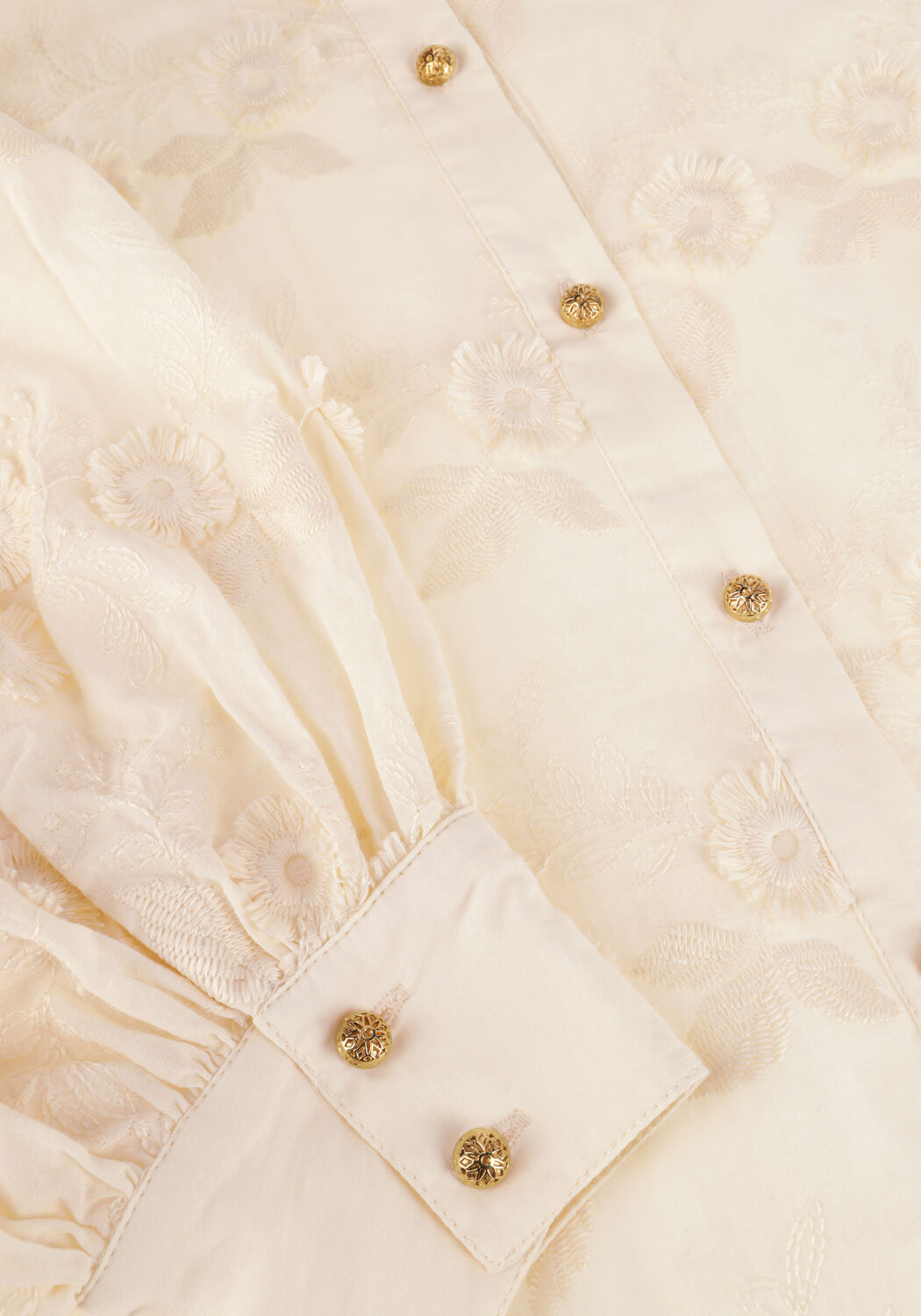 Gebroken wit SUMMUM Blouses LONGSLEEVE BLOUSE 3D FLOWER - large