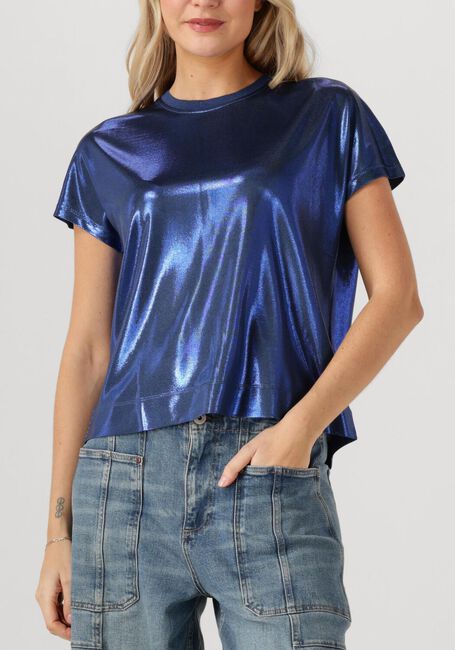 Blauwe MOS MOSH Top MMNIVOLA O-NECK METALLIC TEE - large