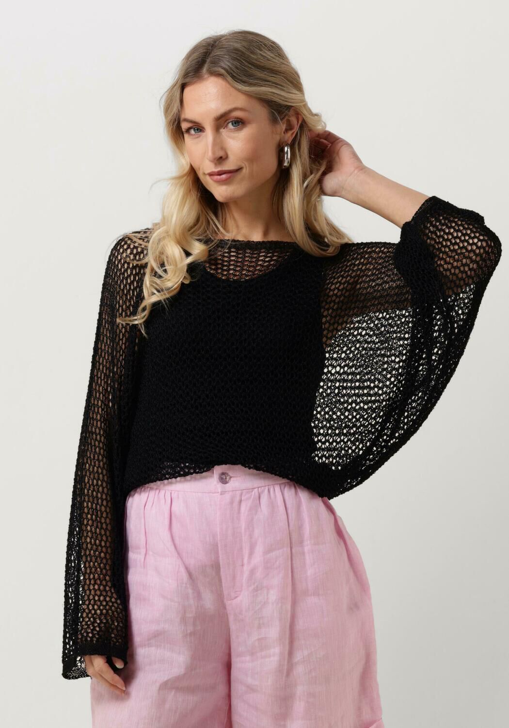 Resort Finest Trui Dames Crochet Sweater, Maat: S, Kleur: Zwart afbeelding 1