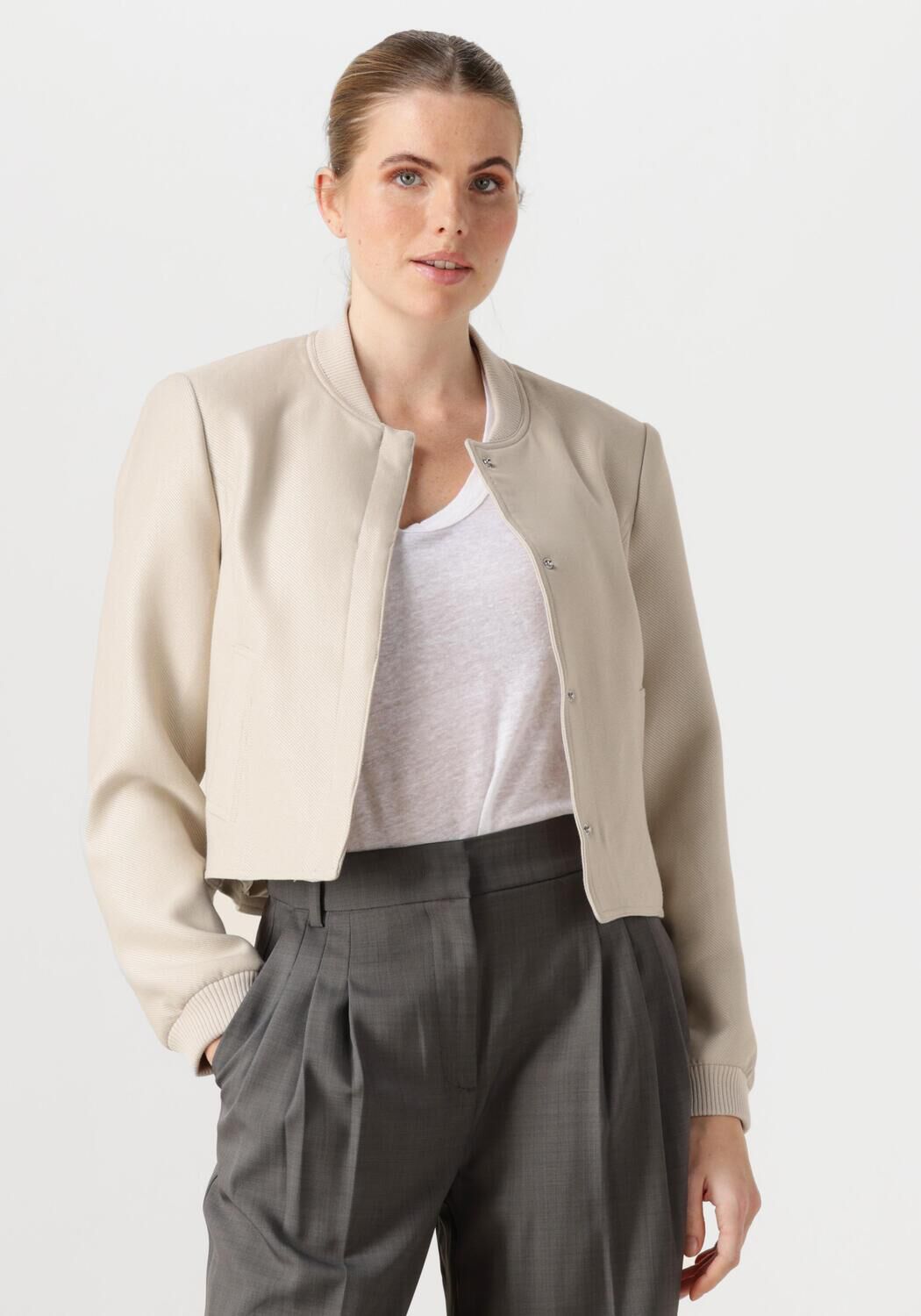 Co'Couture Jack Dames Bostoncc Crop Jacket, Maat: L, Kleur: Beige
