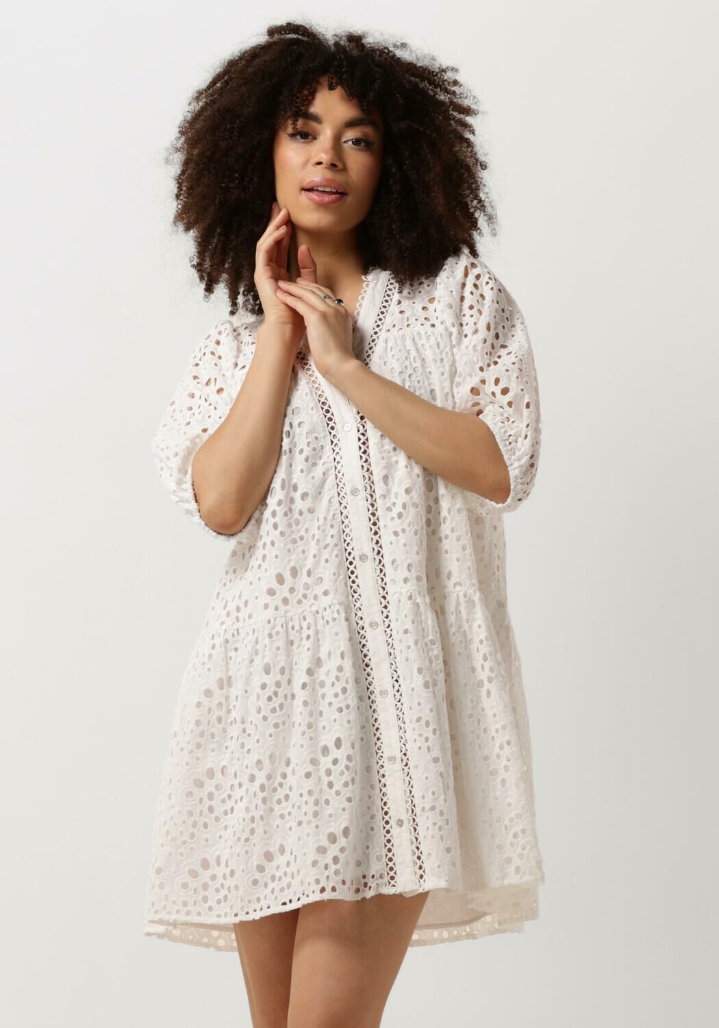 Co'Couture Mini Jurk Dames Viola Anglaise Dress, Maat: XL, Kleur: Wit