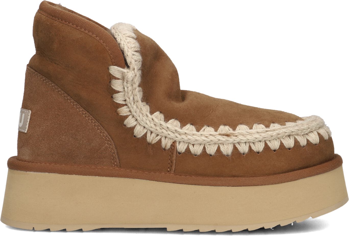 Mou Vachtlaarzen Dames Mini Eskimo Platform Boot, Maat: 35, Materiaal: Suède, Kleur: Cognac