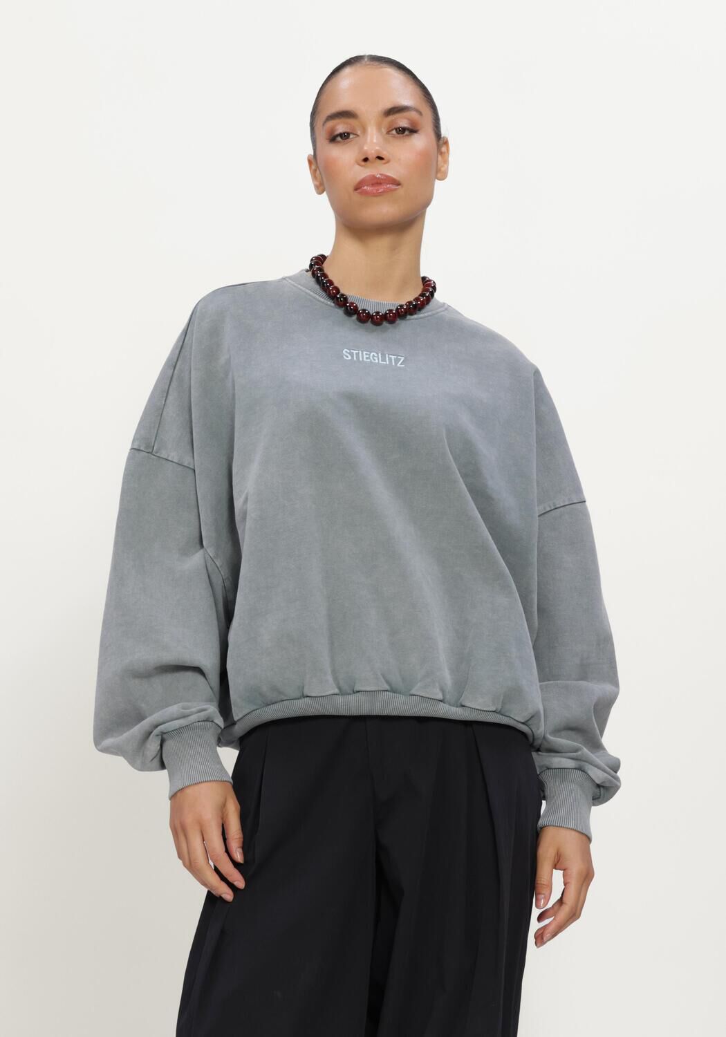 Grijze STIEGLITZ Tops & T-shirts BASIC WORN-OUT SWEATER - large