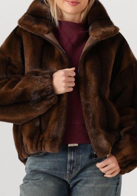 Bruine ALTER EGO Faux fur jas ALLY - large
