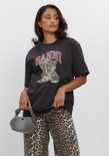 Grijze GANNI Tops & T-shirts HEAVY COTTON JERSEY TIGER CAVIAR - large