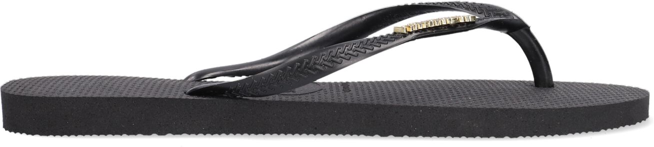 Havaianas Teenslippers Dames Slim Logo Metallic, Maat: 41/42, Materiaal: Rubber, Kleur: Zwart