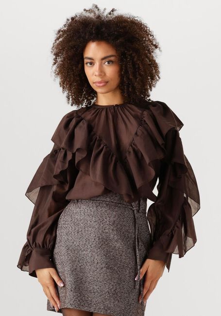 Bruine SECOND FEMALE Blouses FRIA FRILL BLOUSE - large