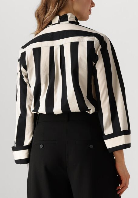 Zwarte SUMMUM Blouses BLOUSE BOW STRIPE PRINTED - large